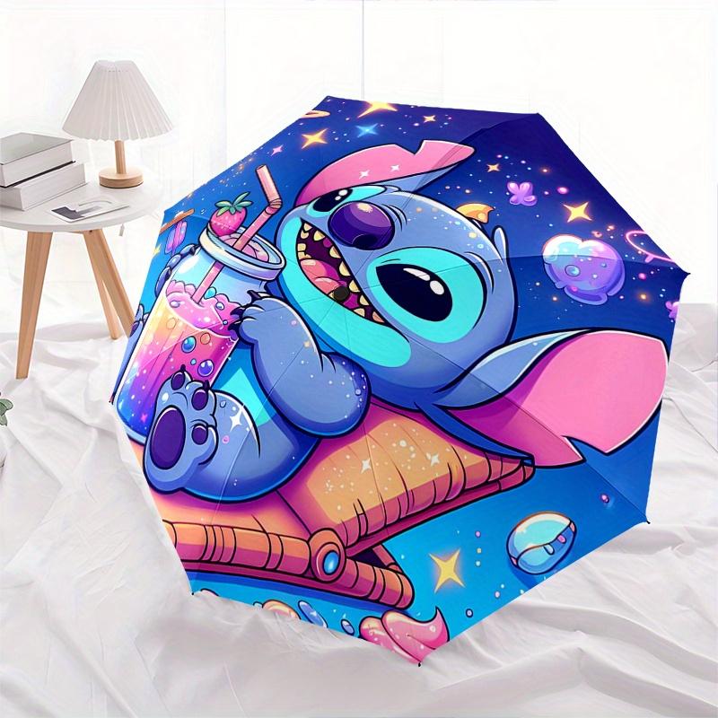 Stitch,Cosmic Fully automatic themed umbrella - 8 ribs durable iron frame, tri-fold compact design, perfect as a gift, travel umbrella, unis