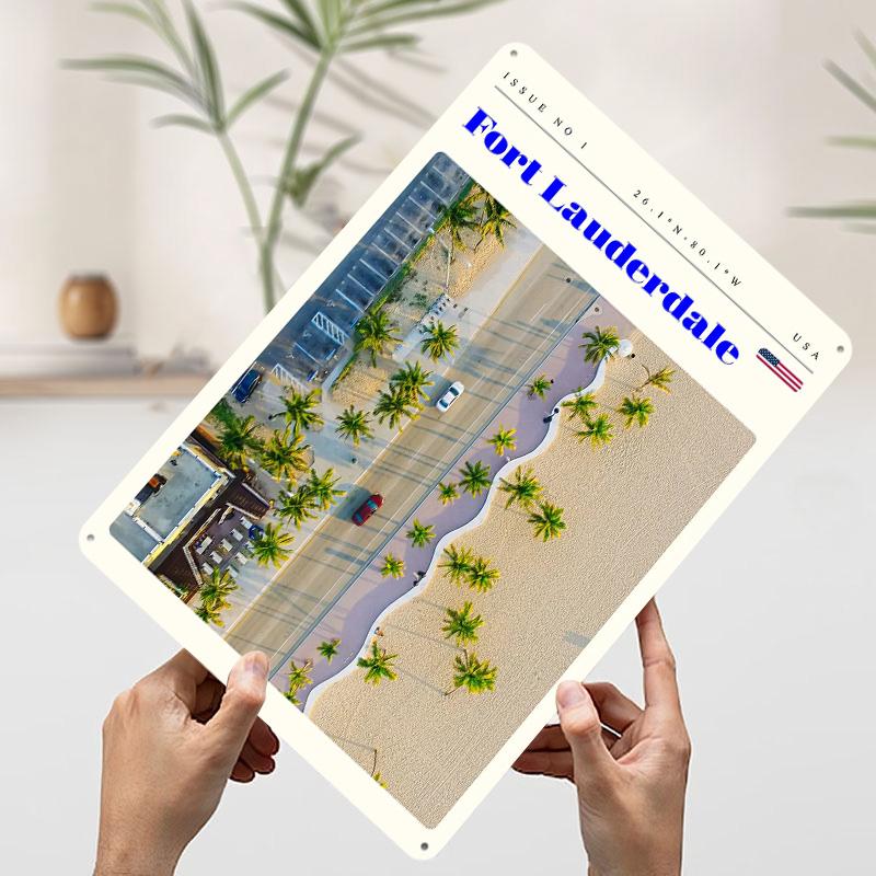 Fort Lauderdale Travel Printing Poster Customized Retro Wall Art Vintage Metal Signs for Room Home and Decoration Gaming House