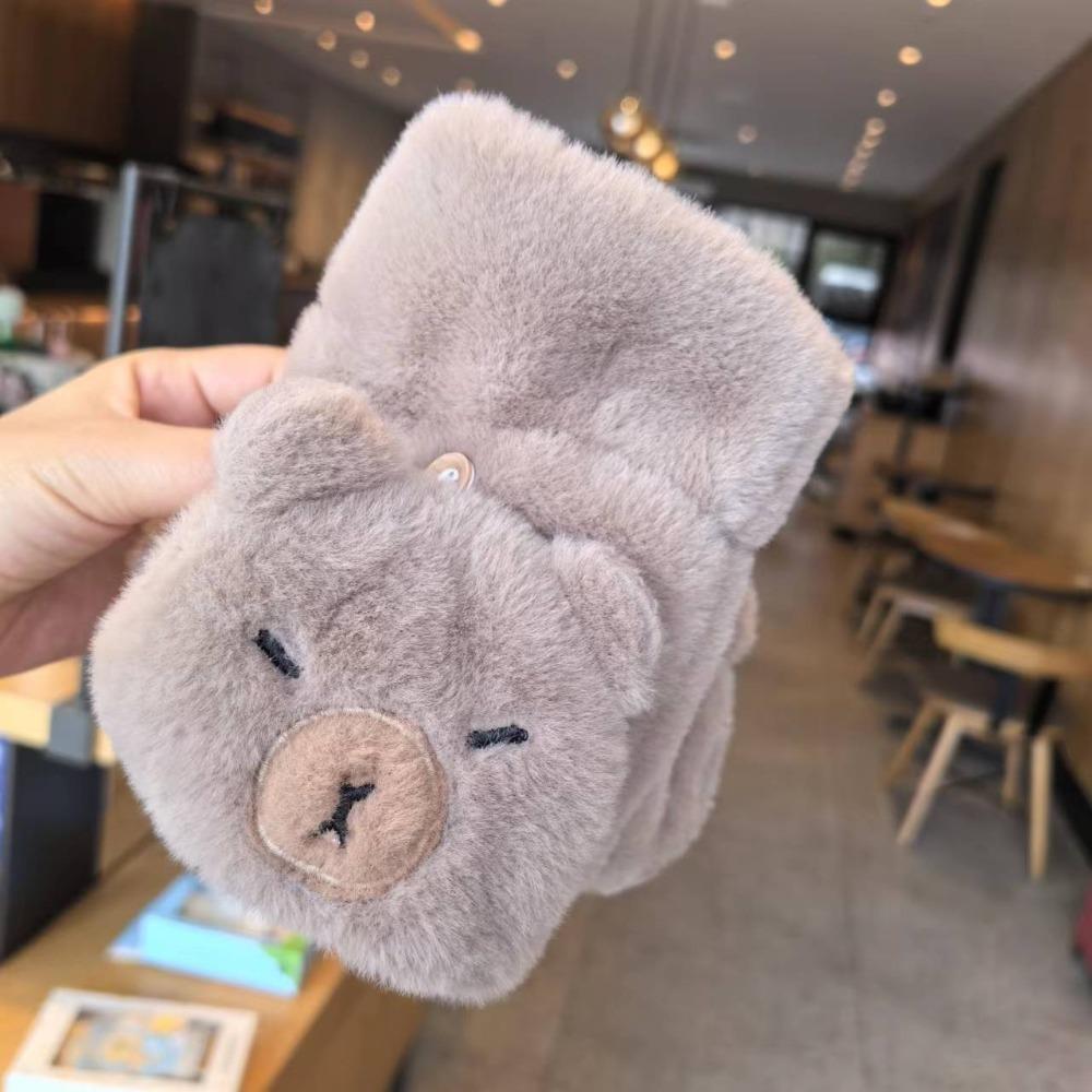 Faux Rabbit Hair Cartoon Anti-cold Mittens Soft Animal Flip Gloves Capybara Plush Mittens Autumn