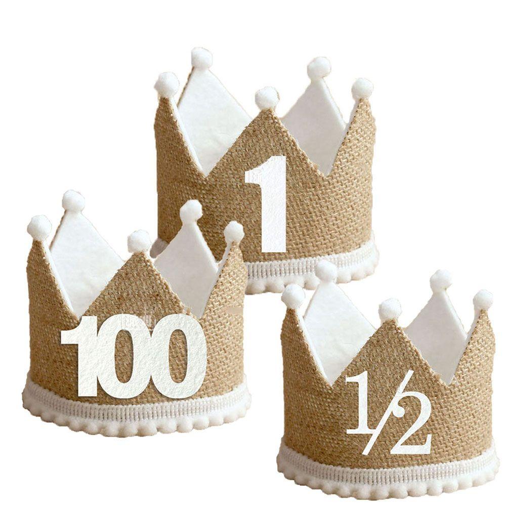 Supplies with Elastic Strap Baby Decor Anniversary Cap Burlap Crown Hat Baby Birthday Party Hat