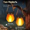 Solar Flame Light Rechargeable Hanging Courtyard Decoration Garden Lantern Lighting Lamp with Hemp Rope Outdoor Camp Decor Lamp