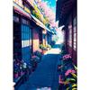 Japanese Street Scenery Cherry Blossom Architecture Canvas Poster Flowers Plants Landscape Wall Art Prints for Modern Home Decor