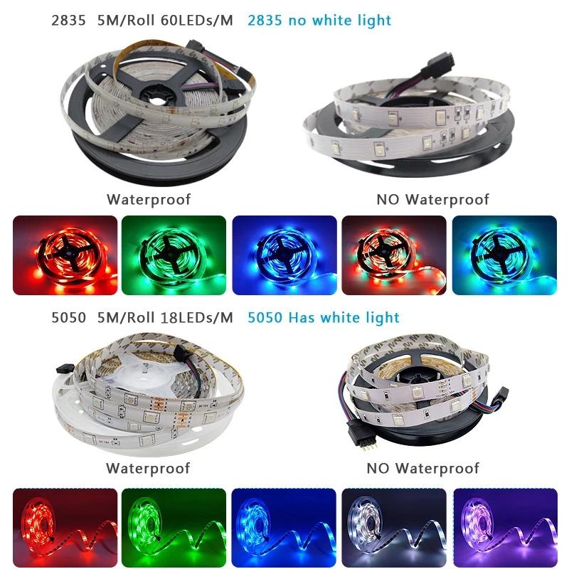 Led Strip Light Plug 12V 5050 2835 Rgb Self-Adhesive Smart Wifi Bluetooth Ribbon Tape 5M 15M 20M Waterproof Outdoor Lighting