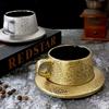 Креативная матовая керамическая кофейная чашка с блюдцем, офисная, роскошная кружка, набор для послеобеденного чая, бытовая посуда для напитков