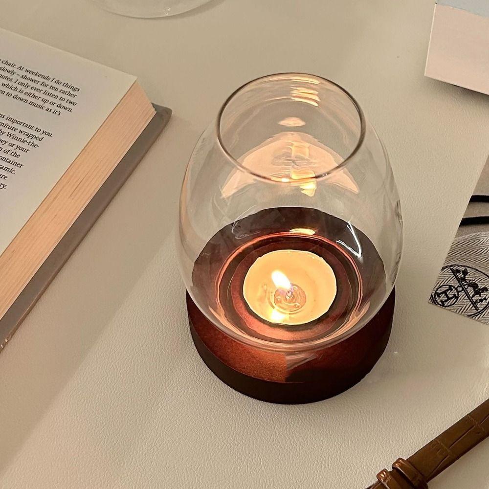 Стеклянные подсвечники с крышкой-куполом Прозрачные круглые подставки для свечей Европейский стиль Домашний декор Украшения для стола