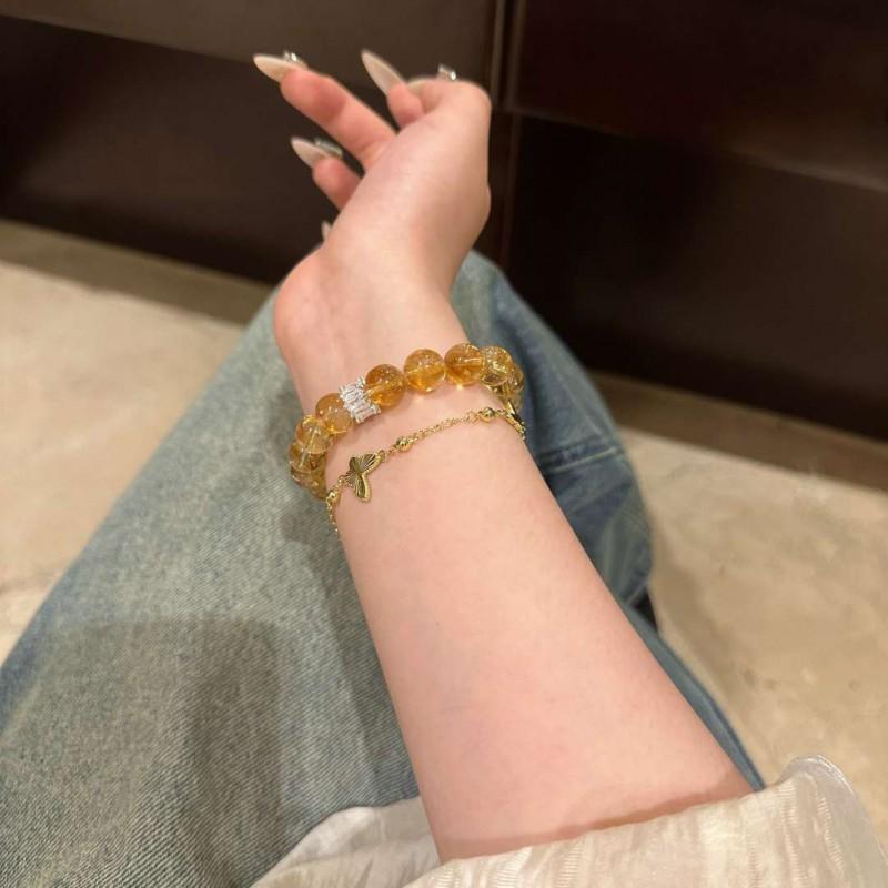 Natural Citrine Tower Crystal Beaded Bracelet 10mm Best Friend Girlfriend Gift