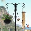 Outdoor Shepherd Hook Double Hooks Heavy Duty Bird Feeder Pole Shepherd Hook with 5-Prong Base for Hanging Plants Lanterns Wind Chimes