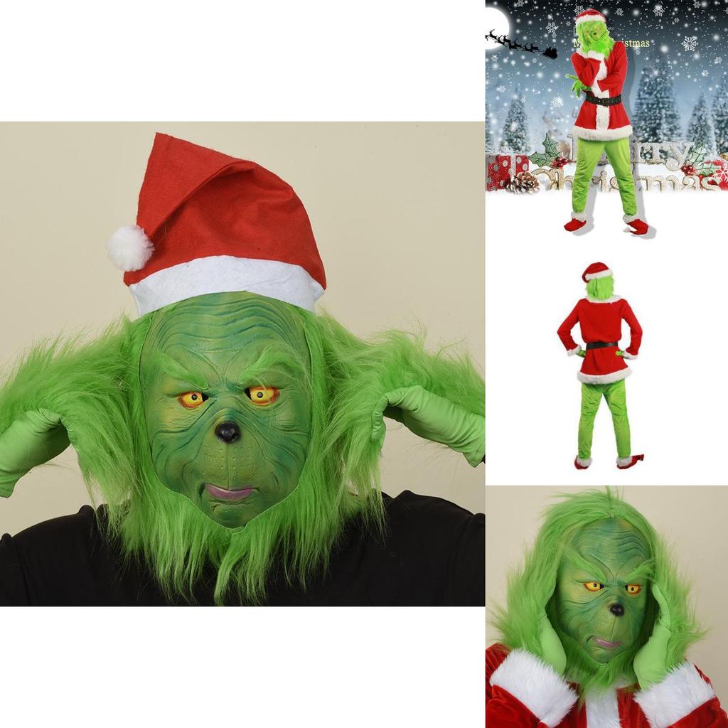 Halloween And Christmas Grinch Stole Christ Cosplay Costume Accessory Set For Party Wear