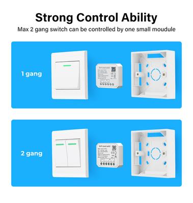 Tuya WiFi Mini Smart DIY Light Switch Module 2 Gang Smart Life Tuya Remote Control Smart Module работает с Alexa Google Home