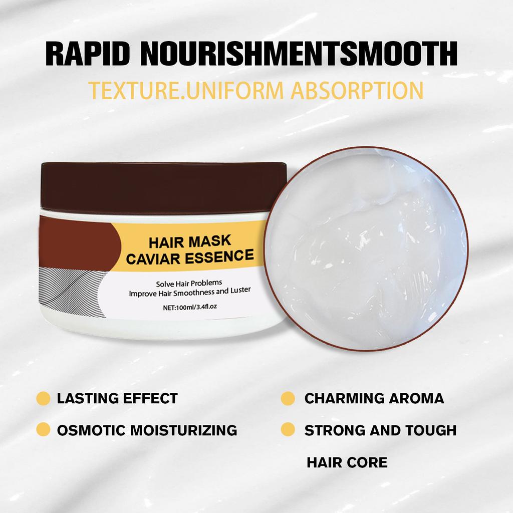 Ухаживающая маска для волос нежна, ухаживает, восстанавливает, подсушивает, восстанавливает, увлажняет и подходит для различных типов волос.