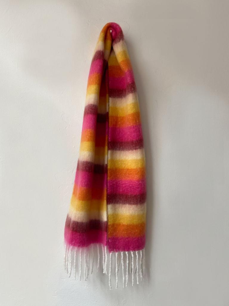 Dopamine Striped Plaid Imitation Cashmere Scarf Women's Winter with Warm Wool Scarf