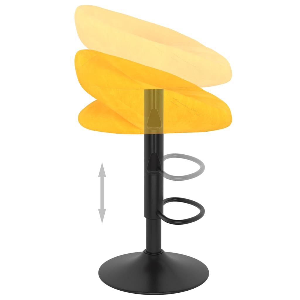 Bar Stool Set of 2 Mustard Yellow Velvet