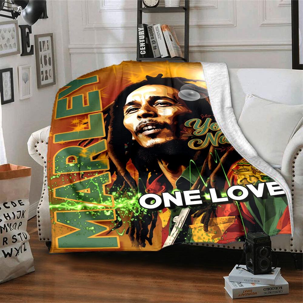 Bob Marley Customize Your Name Blanket Cozy Personalized Blanket Soft Warm Cozy Versatile for Livingroom Office Living Room Bed for All Occasions