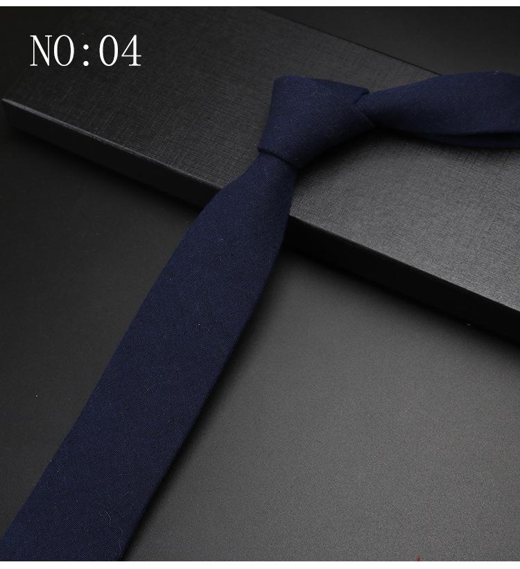 Men'S British Solid Color Retro Gentleman Shirt Simple Dress Wedding Narrow 6Cm Hand-Made Cotton Tie