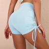 Women New Nude Sports Drawstring Tight Shorts High Waist Elastic Hip Lifting Fast Drying Yoga Pants