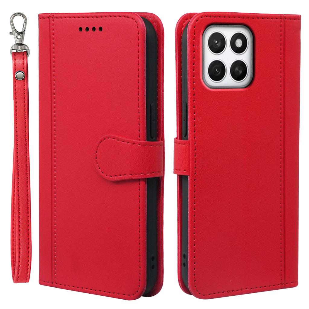 For Honor X8c 4G Wallet Case Magnetic Snap Leather Phone Cover with Strap