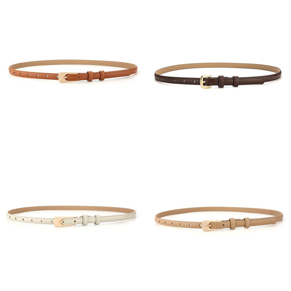 Womens Genuine Leather Slim Waist Belt For Dresses And Shirts With Metal Buckle For Casual Or Office Wear