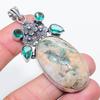 Natural Mariposite, Topaz 925 Sterling Silver Jewelry Pendant 2.68" o4A15
