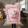 1 шт. Розовое фланелевое одеяло Hello Kitty с принтом, Высококачественное, Для всех сезонов, Декор для дома, Тепло и комфорт, Идеально для рождественских подарков