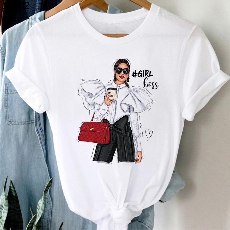 New Harajuku Women's Coffee Sweet Girl Printed Female T Shirt Cartoon Short Sleeve Summer Ladies T-shirt Tops Tee Tshirt Clothes