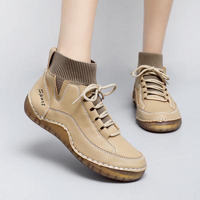 Женские походные туфли, туфли для вождения, высокие, бежевые, зеленые, черные, ботильоны, повседневные, больших размеров, обувь для улицы