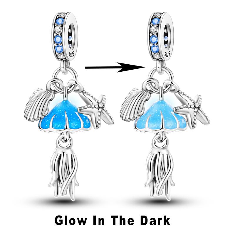 Silver S925 Blue Series Beads Fit Bracelet Bangle Diy Original Design Star Moon Galaxy Charms For Jewelry Make