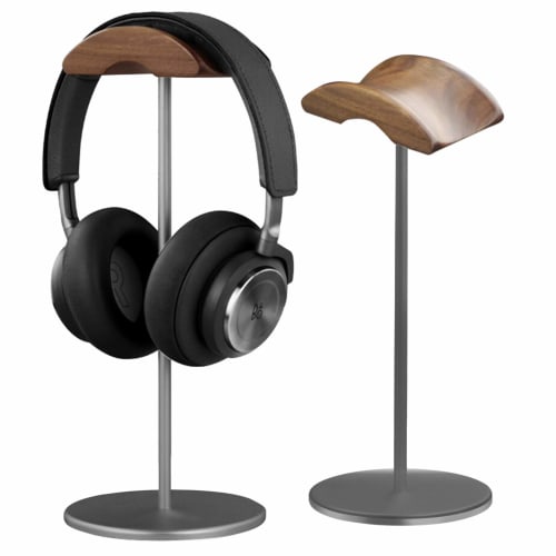 Kantof Headphone Stand, Made of Premium Natural Black Walnut Wood with Aluminum Alloy Finish, Elegant Headphone Hanger for Telework and Gaming, Ideal