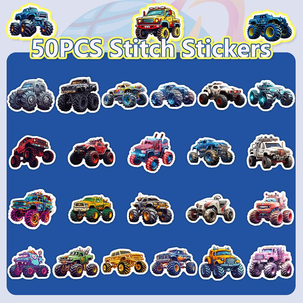 10/30/50 шт. Monster Truck, мультяшные наклейки для автомобиля, сделай сам, ноутбук, чемодан, скейтборд, граффити, наклейки, забавные для детей игрушки, подарок