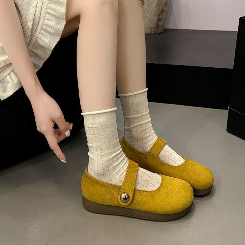 Gentle matching skirt soft-soled women's shoes shallow mouth single shoes women's 2025 new French retro word with Mary Jane shoes