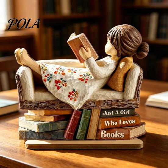 Чтение на диване Деревянная табличка Женщина Книга Деревянная табличка, Просто девушка/мальчик, который любит Статуэтка для персонализированного украшения для влюбленных Полка Стол, Литературная стена