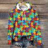 Funny Jigsaw Puzzle Pattern No Pockets Designer Women's Pullover Hoodie Fall Fashion Y2K Clothes Casual Loose Women's Sweatshirt