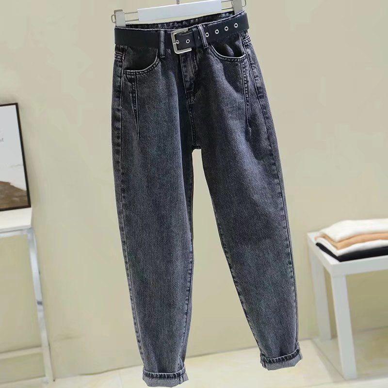 2025 Spring/Autumn Plus Size Harem Jeans for Girls - Loose, Slim, Straight Cut Carrot Pants