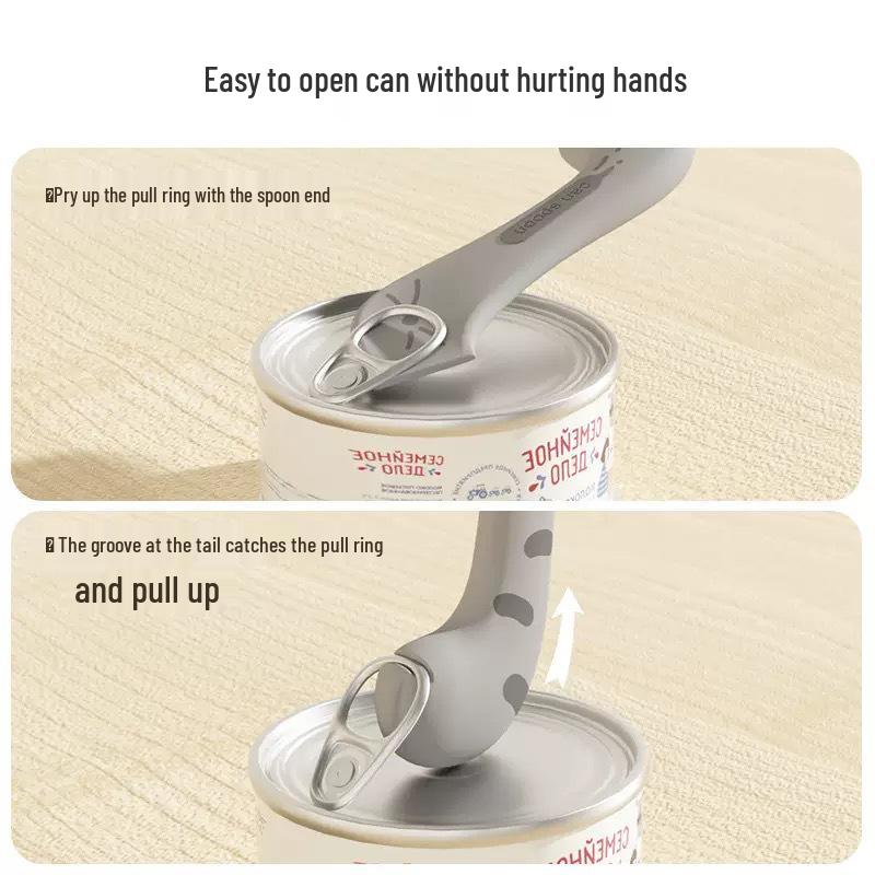 Многофункциональная силиконовая ложка для кошачьего корма и открывалка для консервов с герметичной коробкой