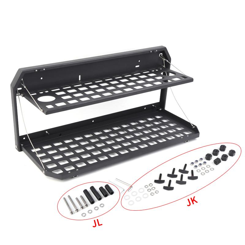 JIECHUAN Tailgate Foldable Table Rear Door Storage Rack Accessories For Jeep Wrangler JK 2007-2017 For Jeep Wrangler JL 2018 Up