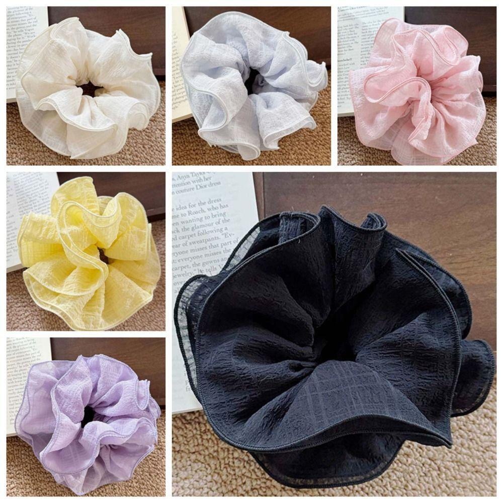 Однотонные кружевные плиссированные резинки для волос в корейском стиле, толстая кишка, веревка для головы, ежедневно