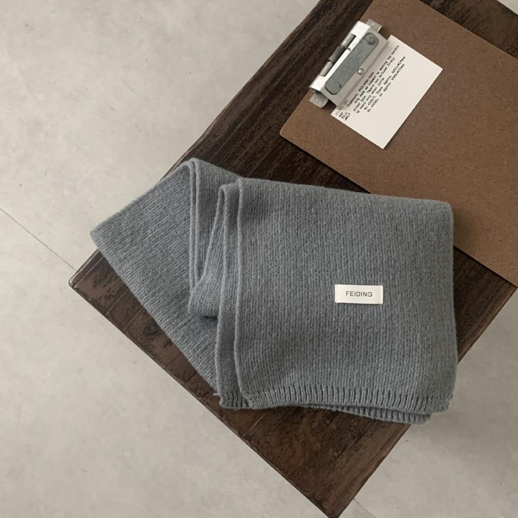 New Solid Color Flat Scarf for Winter Women's Knitted Wool Soft and Waxy Warm Scarf Korean Style Couple Versatile Fashion