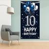 10th Birthday Door Cover Decoration 71 x 35 Inch Blue and Silver Balloon Banner for Tenth Birthday Party Supplies Happy 10 Years Old Photo Booth