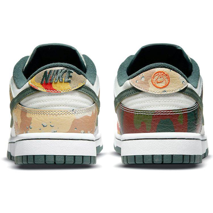 Nike Мужские кроссовки Dunk Low SE Sail Multi-Camo Multi-Color Vintage-Green Total-Orange DH0957-100