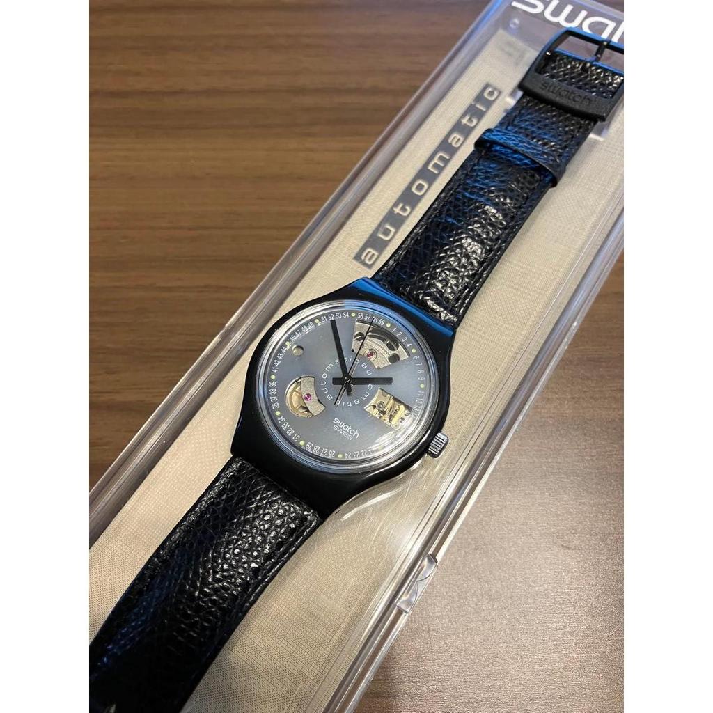 Б/у Редкий рабочий предмет Часы Swatch автоматические AUTOMATIC BLACK MOTION автоподзавод винтаж