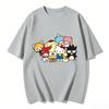 2026 New Sanrio Characters Group Cartoon Print Tshirt Family Matching Outfits Casual Short Sleeve Tee for Women Unisex Kids Tops