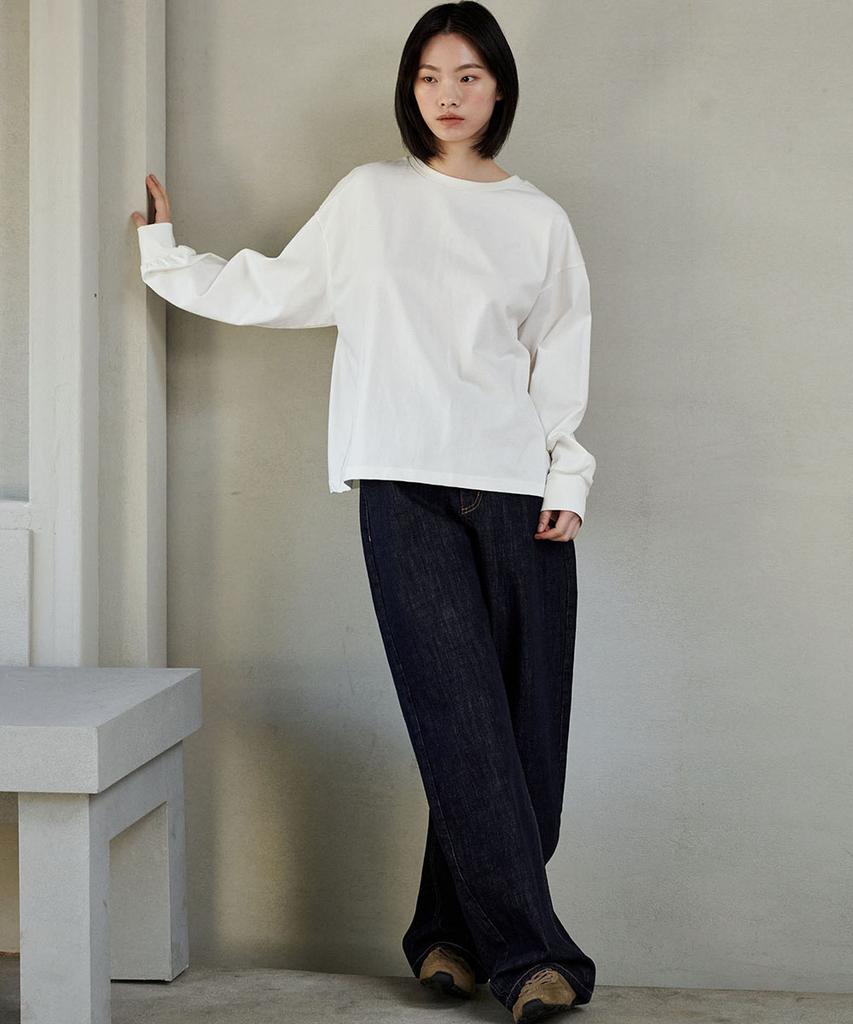MALOUPE 5115 Crop Oversized T-Shirt (Ivory)