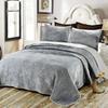 Velvet Embroidered Bedspread Set 3-Piece Plush Coverlet with 2 Pillowcases King Queen Size Soft Quilted Blanket Home Decor Quilt
