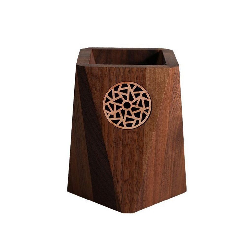 Multiple Use Wooden Pen Holder Black Walnut Pen Container Desk Organizer Wooden Pencil Box Office