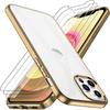 Case - Shock-Resistant - for iPhone 13 - Flexible - Transparent - Golden Frame