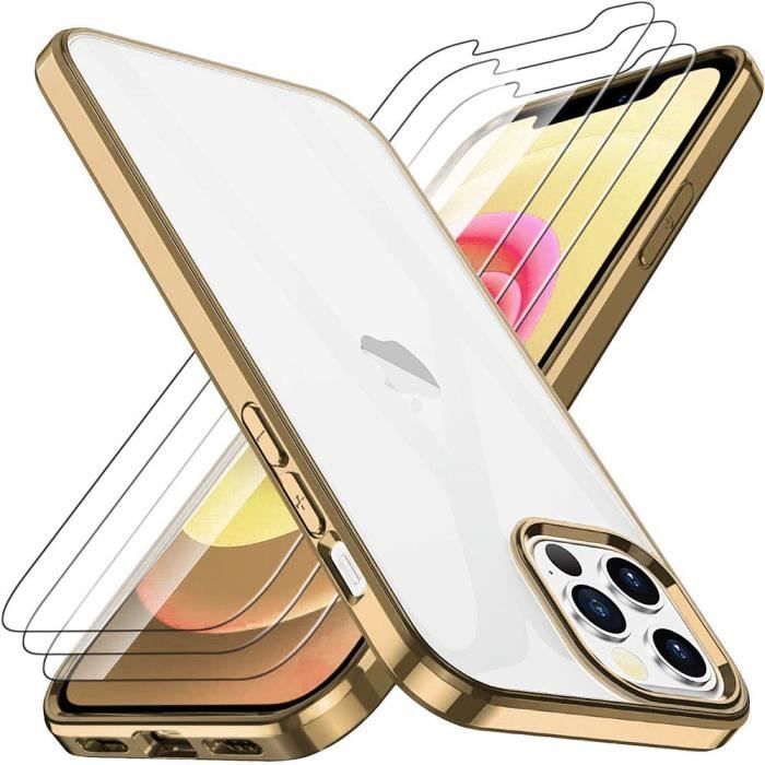 Coque - Choc-Résistible - pour iPhone 13 - Souple - Transparent - Cadre Doré