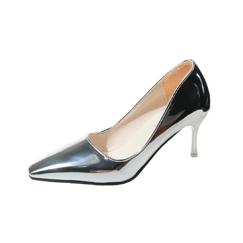 2024 High Heel Thin Heels Pumps Office & Career Slip-on Shoes Female 2024 Hot Sale Spring/autumn Metal Decoration Solid Pumps