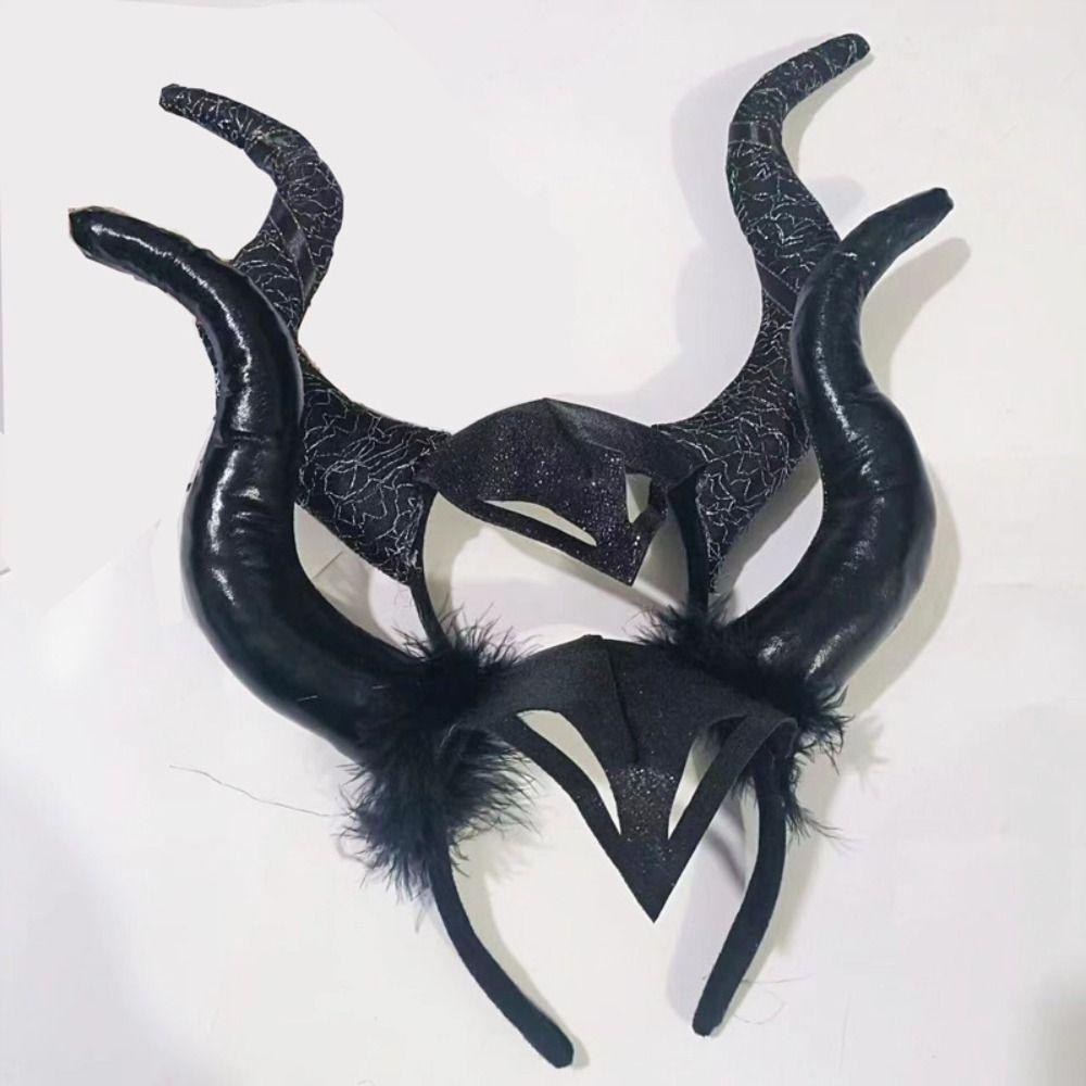 Witch Hair Accessories Ox Horn Hairband Evil Queen Evil Magic Witch Headpiece Costume Accessory