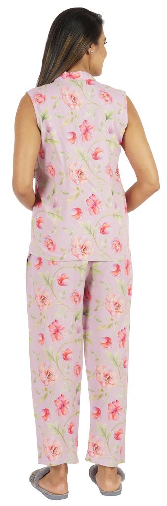 Phagun Pajamas Set Printed Rayon Sleepwear Sleeveless Nightwear For Women