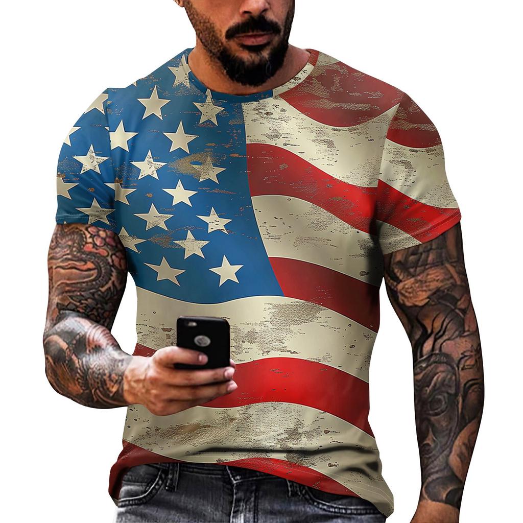 Принт «День независимости» — мужская повседневная футболка с круглым вырезом и короткими рукавами