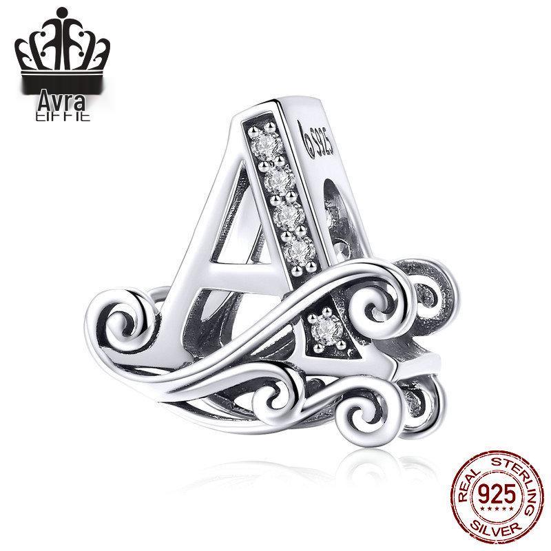 Avle Браслет из стерлингового серебра 925 пробы с английскими буквами и бусинами